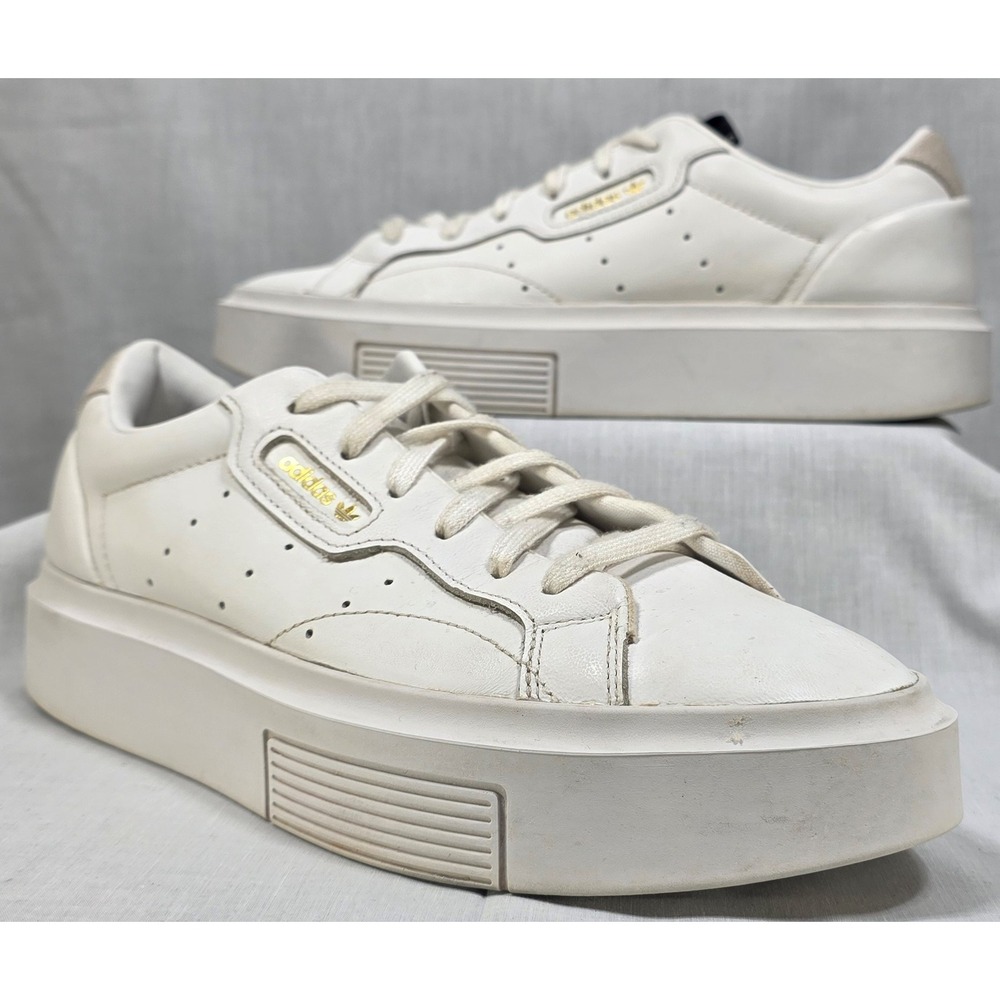 Adidas Sleek Super White Leather Platform Sneakers EF8858 Womens 10